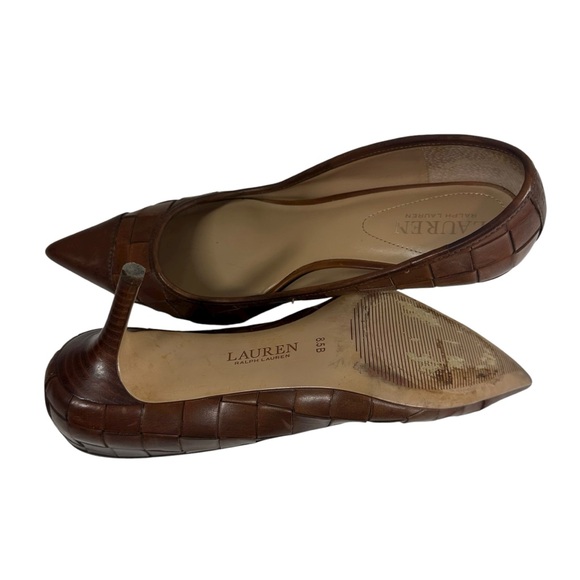 LAUREN RALPH LAUREN Women's 8.5 Lanette Woven Dark Brown Point Toe Heel - Picture 8 of 10